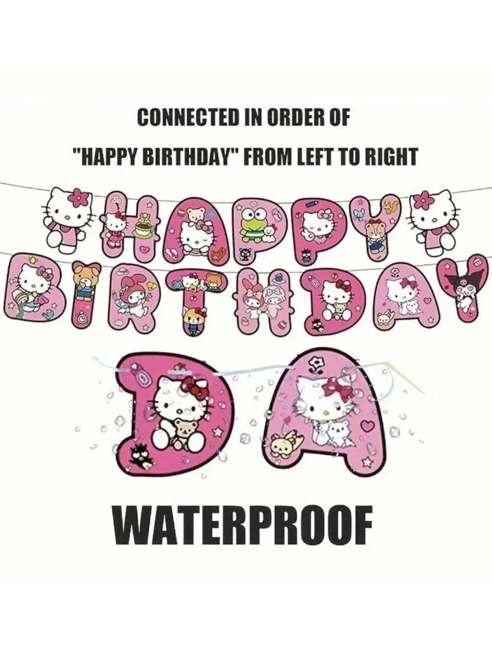 Happy Birthday Sign - Hello Kitty Pink Party Decoration, Kawaii NWT
